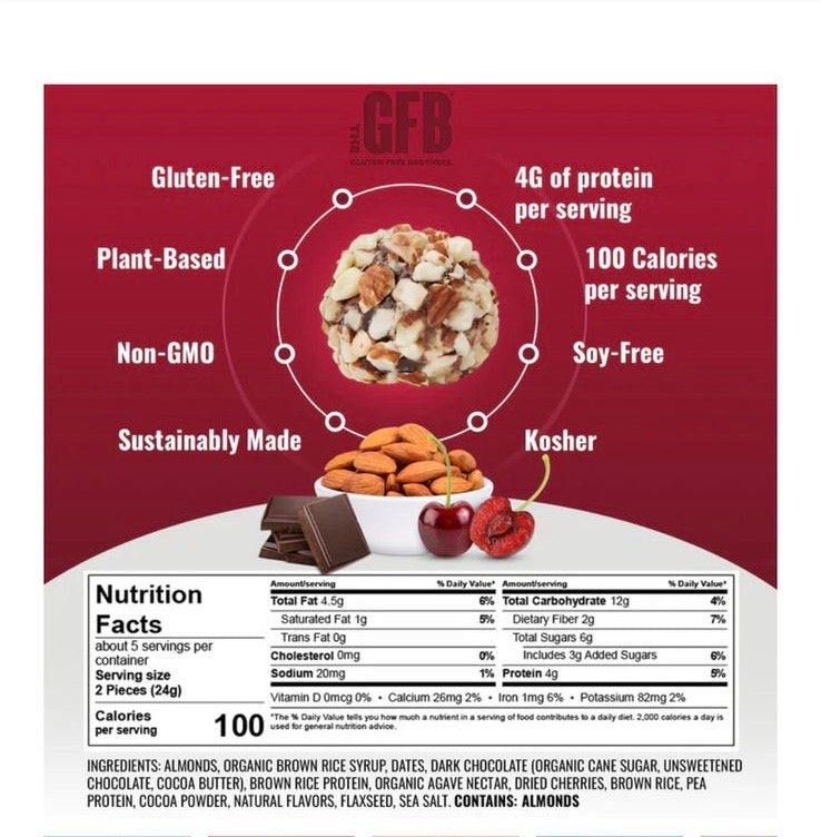 CHOCOLATE + CHERRY +  ALMOND BITES